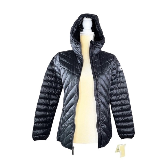 MICHAEL Michael Kors Down Puffer Coat XS Black Packable Hooded Quilted New NWT - Picture 3 of 11